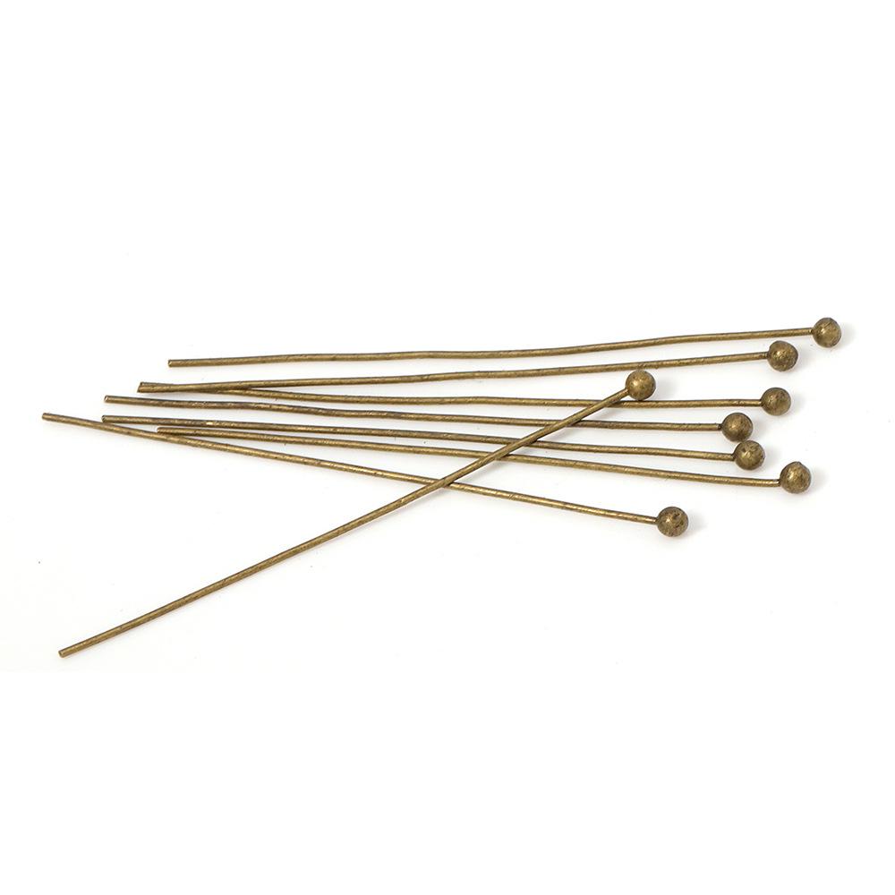 Handmade Copper Beaded Stud Earrings - Rustproof Ear Jewelry with Round Beads and Head Pins