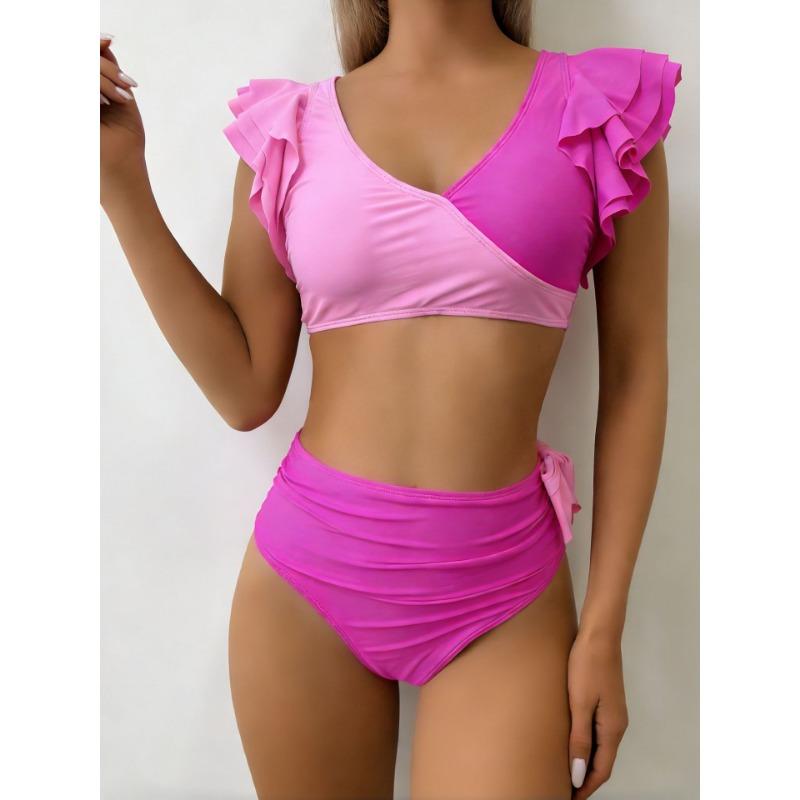Women S High Waist Ruffled Split Bikini Swimwear For Vacation