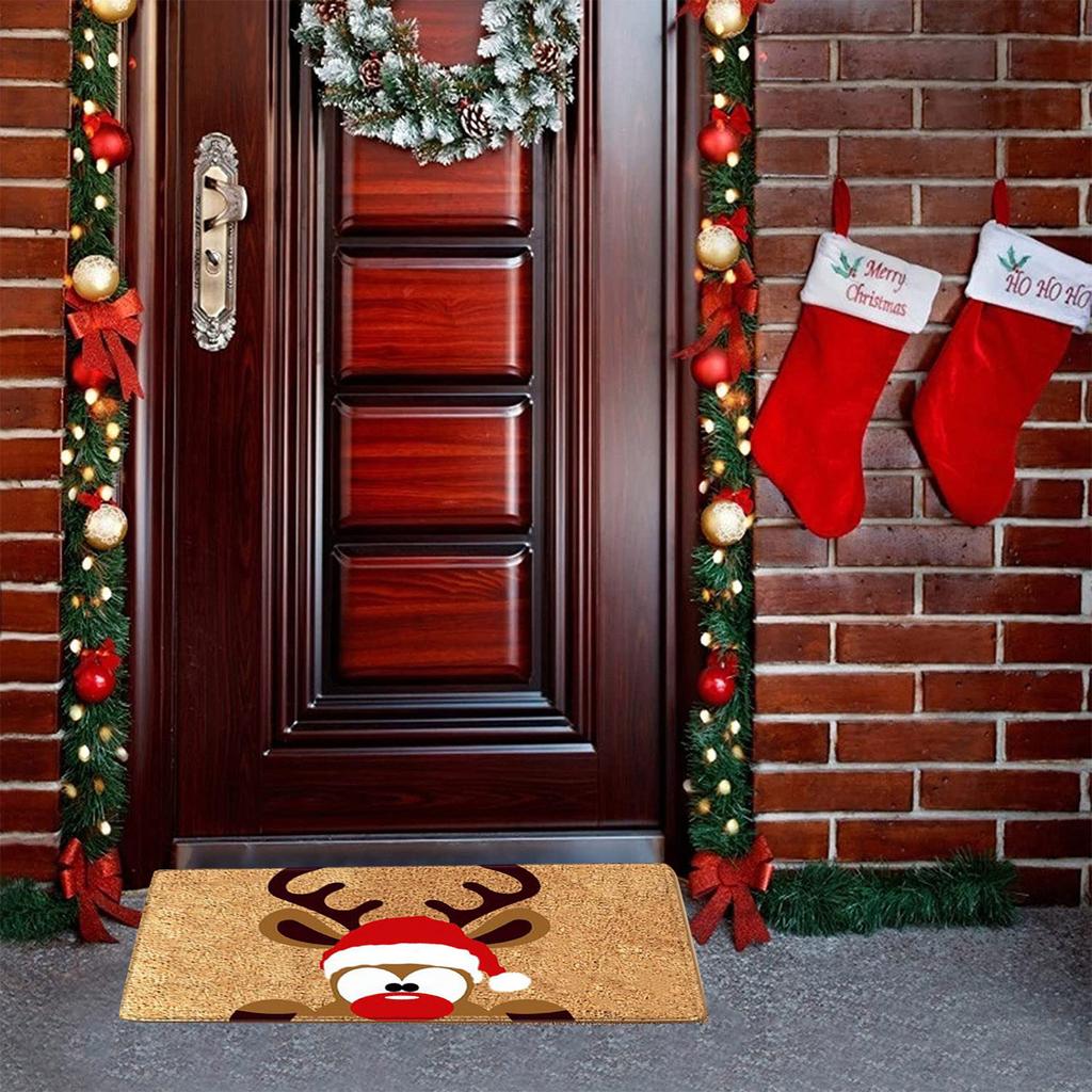 Christmas Festival Decoration Front Door Carpet Indoor Outdoor Anti-Skid Mat