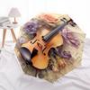 1pc Violin with Roses and Sheet Music Background Umbrella with Plastic Handle,Suitable for All Seasons Home Travel Outdoor Umbrellaptys31033
