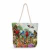 Flower Bird print thick rope single-shoulder beach bag 7272 CLE