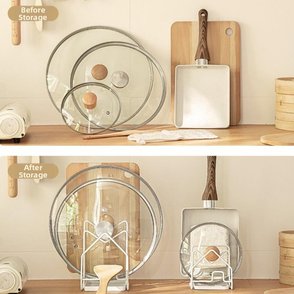 Hollow Design Kitchen Storage Rack Multifunctional Cutting Board Holder Pan Lid Organizer  Kitchen