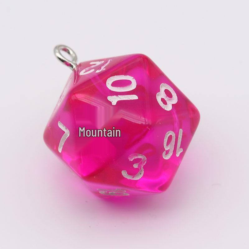 20-Sided Colored Transparent Acrylic Dice Pendant Keychain for DIY Jewelry