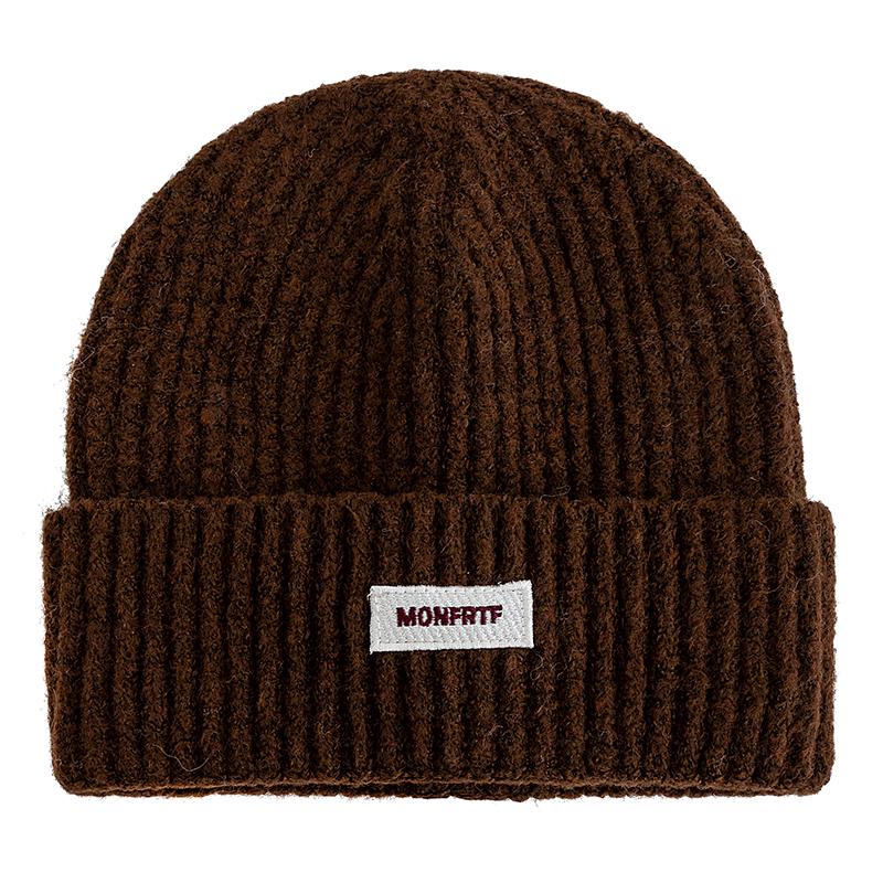 New Style Slouchy Hats Beanie Hats Winter Cap Y2K Warm Cap For Women Solid Color MONFRTF Letter Winter Knitted Girl Hats