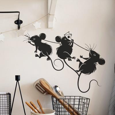 Eğlenceli-f163 Çizgi Film Hırsız Fare Mutfak Yemek Odası Ev Güzelleştirme Duvar Çıkartmaları Kendinden Yapışkanlı