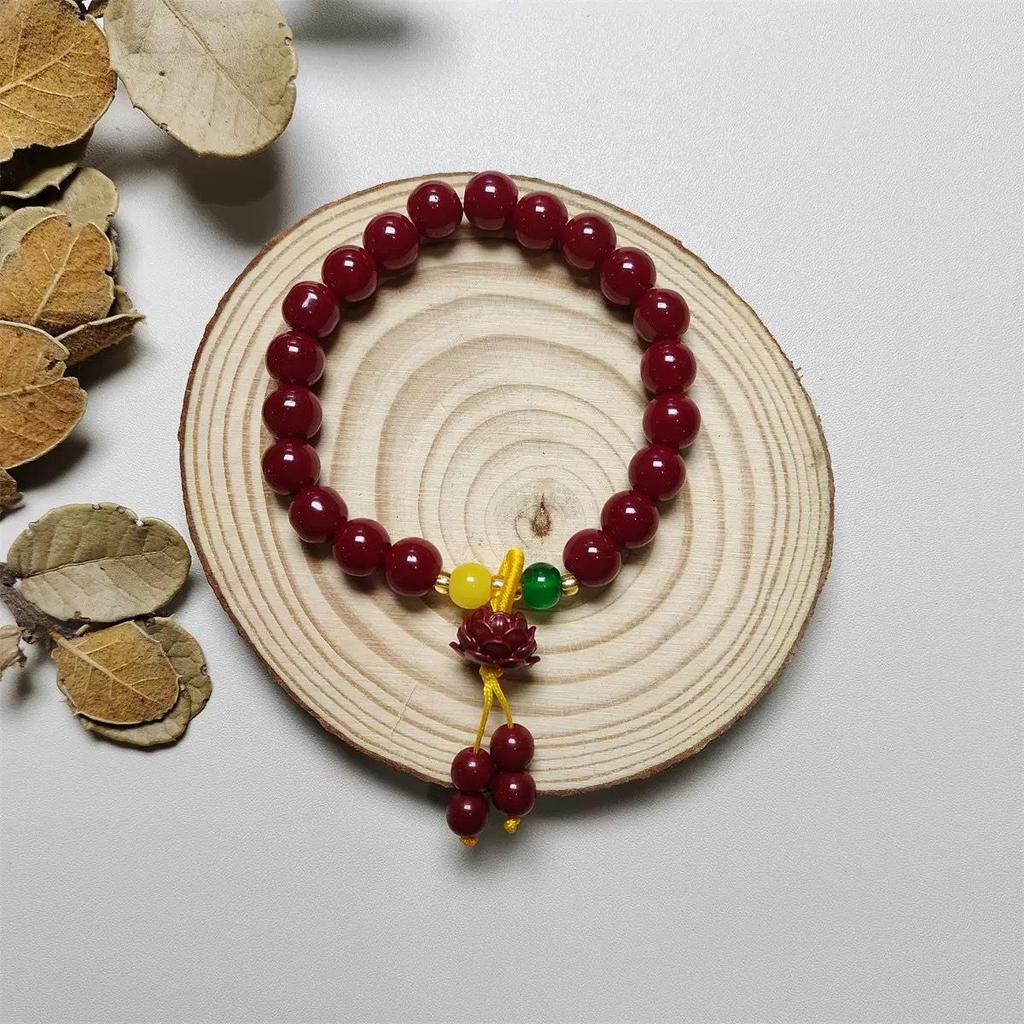 Cinnabar Purple National Style Lotus & Elephant Hand String Bracelet Set