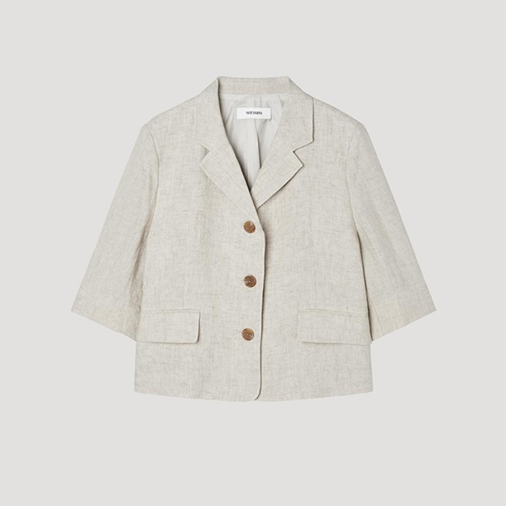 

[She S miSS] Linen Crop Three Button Short Sleeve Jacket Swwjkp21090 Ot oatmeal/55