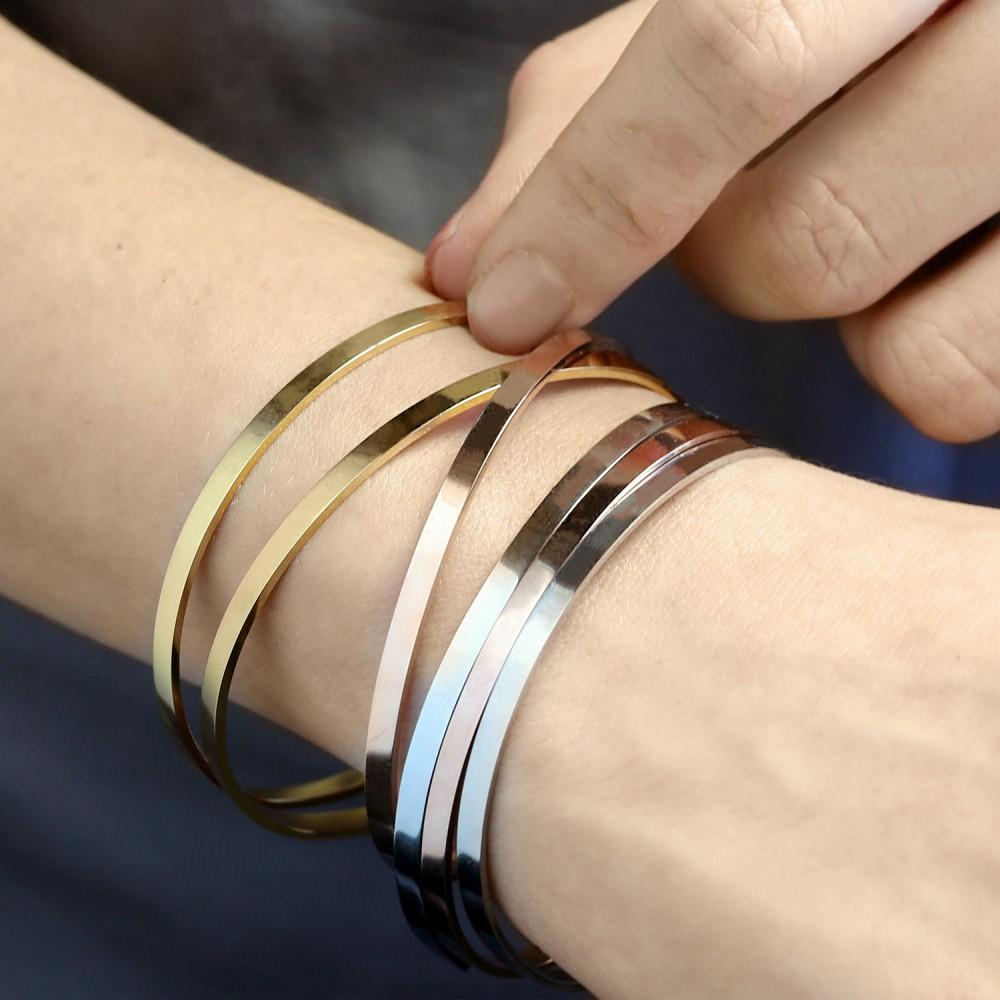 Emanco Bracelet Modern Minimalist Stainless Steel Fashion Bracelet Daily Commuting Jewelry Women's Geometric Open Bracelet