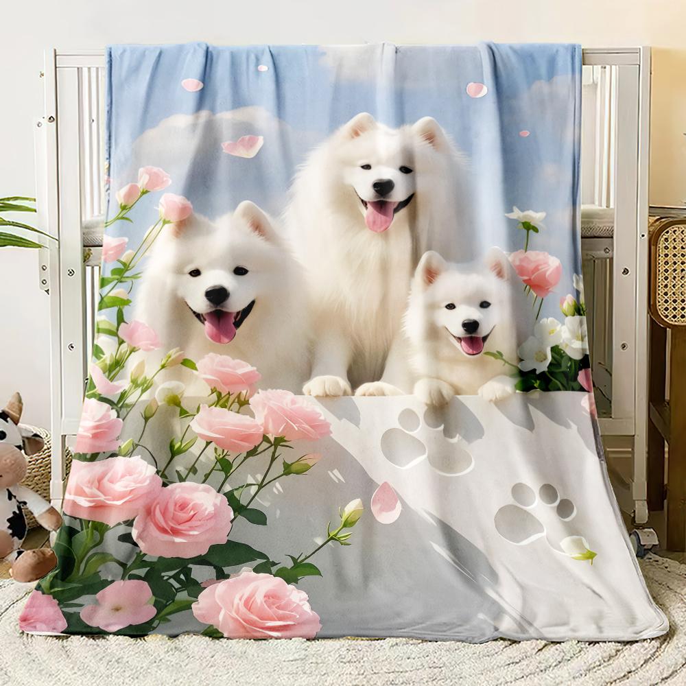 Cute Animal Theme Cats Dogs Lover Flannel Blanket Gifts Soft Warm Thin Blankets for Sofa Bed Car Camping All Season Customizable
