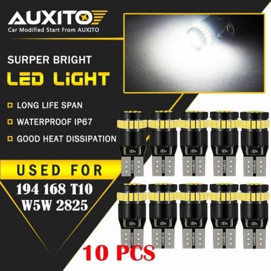 10X AUXITO T10 168 2825 194 LED License Plate Light Bulb 6000K Bright White EOA