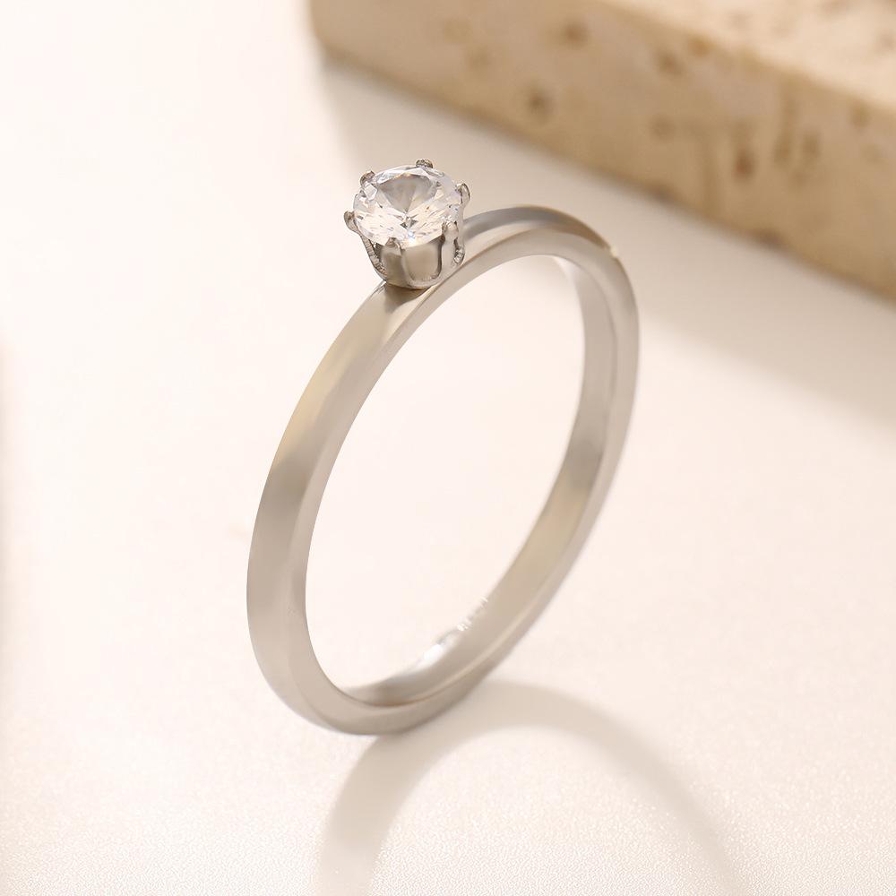 

Shinny Clear Zircon Ring Women Stainless Steel Gold Color Minimalist Trendy Rings Zircon Wedding Band Gift Wholesale New In 6