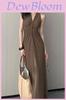 French Chic Knit Sleeveless Dress With Tiedye Pattern For Summer Casuals