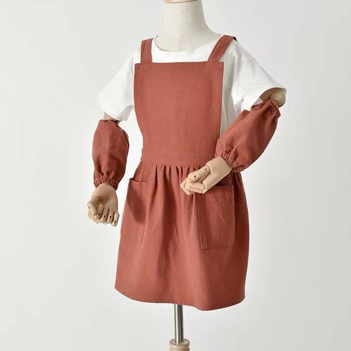 Floral Long-Sleeve Cotton Apron for Women - Japanese Style Cooking Cover-Up