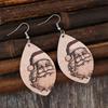 Retro Geometric Santa Claus Wooden Christmas Earrings