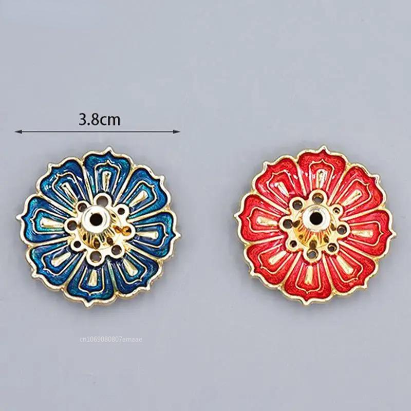 1Pc Lotus Alloy Incense Burner Stick Holder Home Buddhism Line Incense Plate Sandalwood Coil Base for Temples Home Office Decor