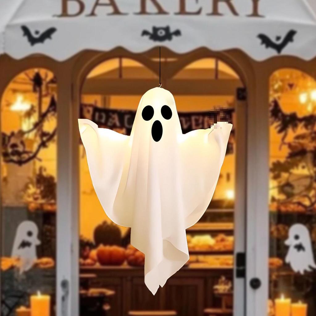 LED Glowing Ghost Pendant: Colorful Halloween Decoration