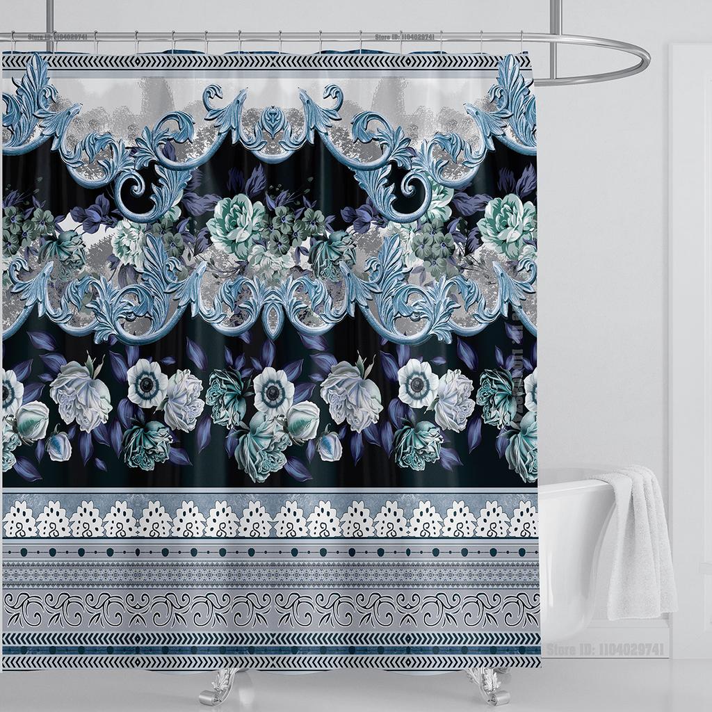 Boho Luxury Floral modern Shower Curtain flower printing Waterproof Polyester Bathroom Curtain with Hooks Bathtub Screen
