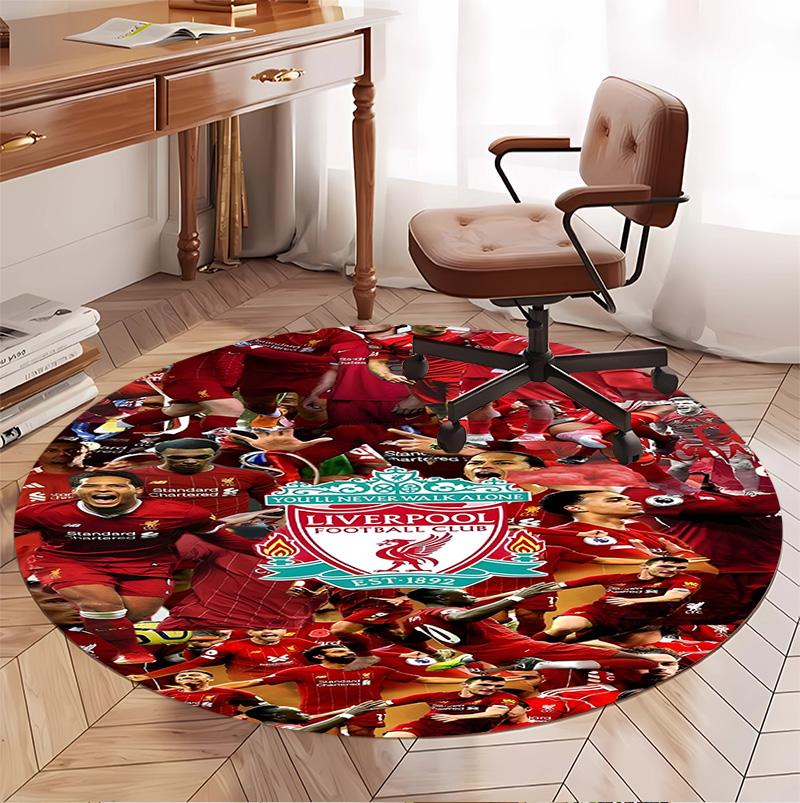 Liverpool F.C Pattern Round Rug, Indoor/Outdoor Mat, for Picnic, Gameroom, Bedroom, Office, Living Room, Home Decor Carpet, Birthday Gift