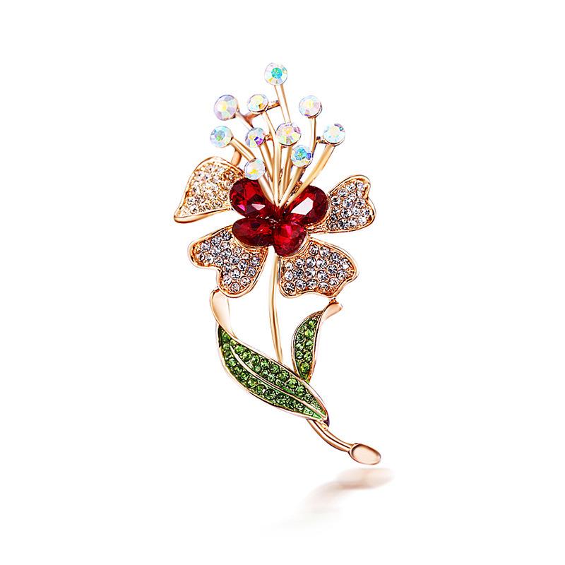 Bo Xin Yun Korean Style Rhinestone Flower Brooch - Fashionable Alloy Corsage Pin