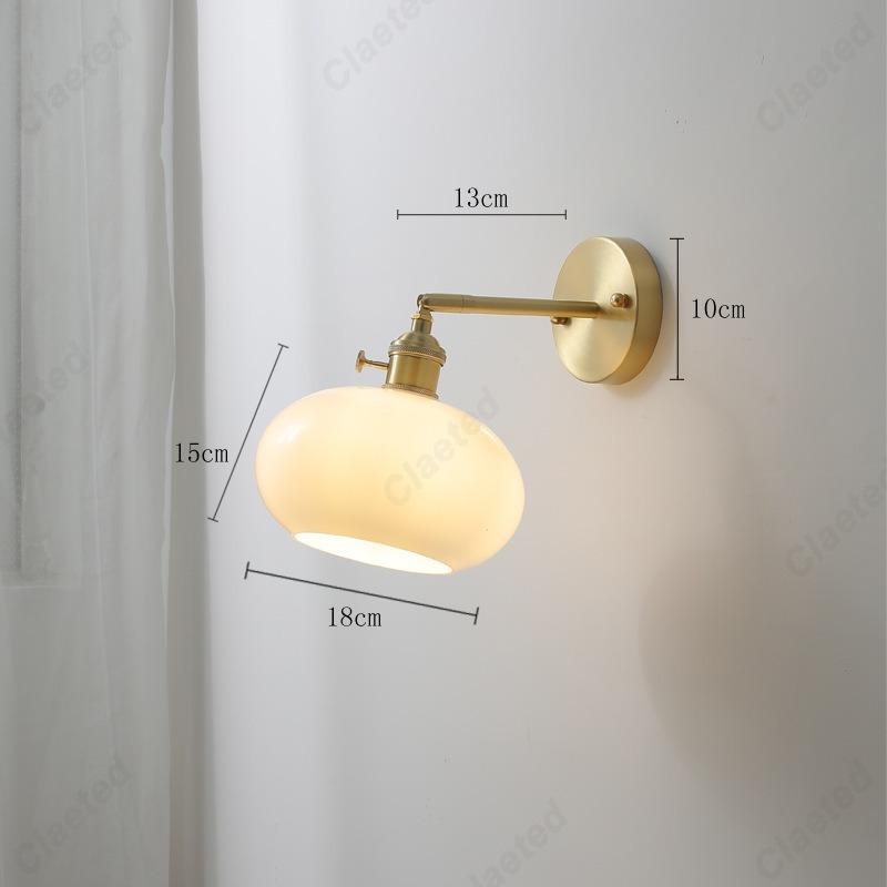 LED Retro Minimalistisch E27 Glasschirm Vollkupfer Wandleuchte Wohnzimmer Schlafzimmer Esszimmer Nachttisch Arbeitszimmer Dekorative Beleuchtung