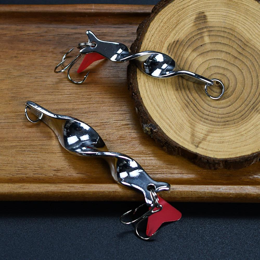 3Pcs Metal Rotating Spinner Spoon Fishing Lures Silver 10g 14g 21g 28g Trout Hard Baits with Treble Hook