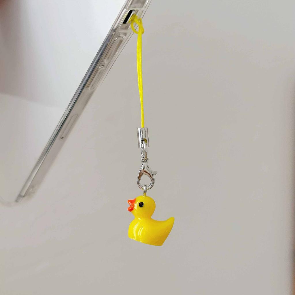 Adorable Yellow Duck Phone Chain Easy To Attach Animal Pendant Keychain Handmade Decoration for Bags and Wallets