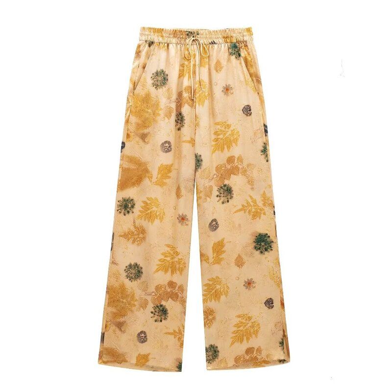 Fashion Style 2024 Spring/Summer New Arrival Women's Clothing High Waist Straight-Leg Pants Print Vertical Pajamas Shirt 8265035