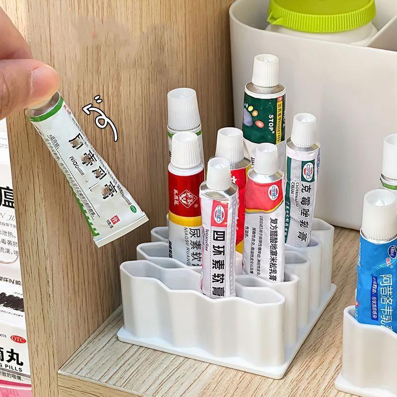 Multi-Grid Tube Storage Rack Desktop Organizer for Cosmetic Ointment Adhesive