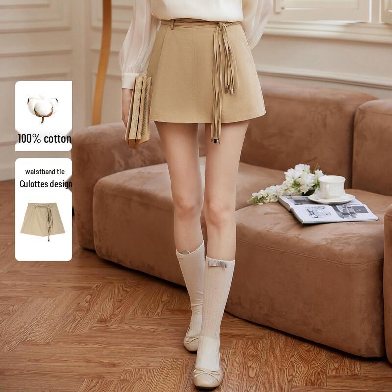 High-Waist Tie-Detail A-Line Skort S