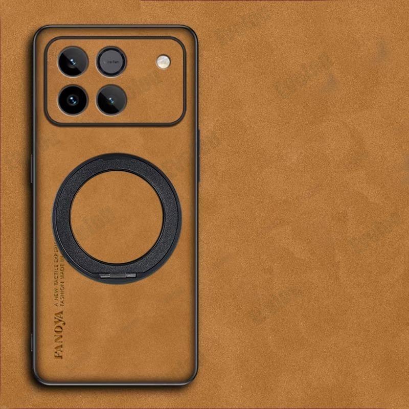 For Honor 600 Pro Magsafe Magnetic Rotating Bracket Phone Case For Honor 600 Pro Sheepskin Leather Matte Shockproof Cover Bumper