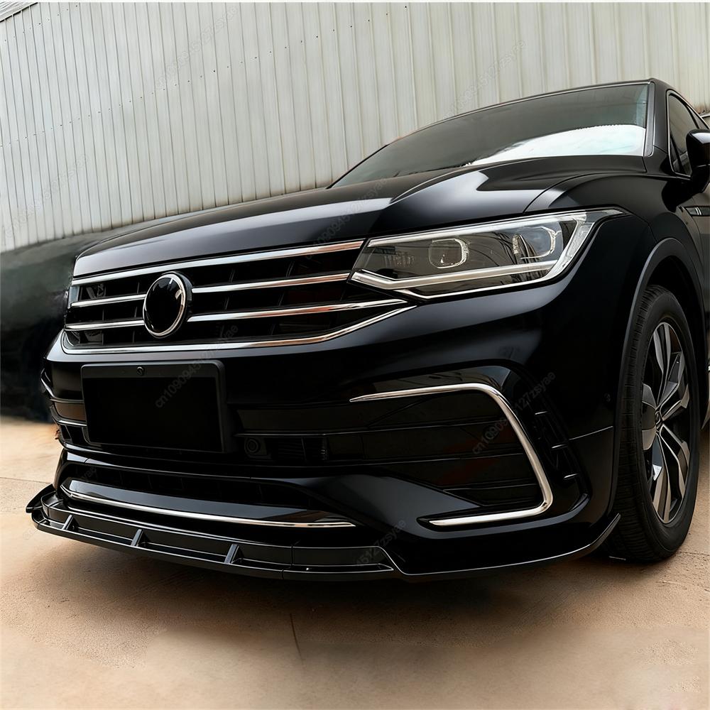 Car Front Bumper Lip Spoiler Splitter Diffuser Protector Lower Blade For Volkswagen VW Tiguan MK2 Rline 2021-2023 Bodykit Tuning