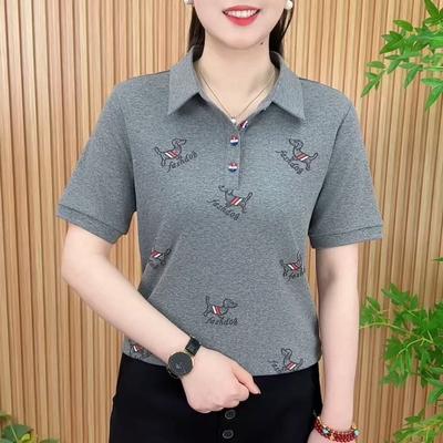 Lapel Short-sleeved T-shirt Women's 2025 Summer New Casual T-shirt Front Shoulder Half-sleeved Top