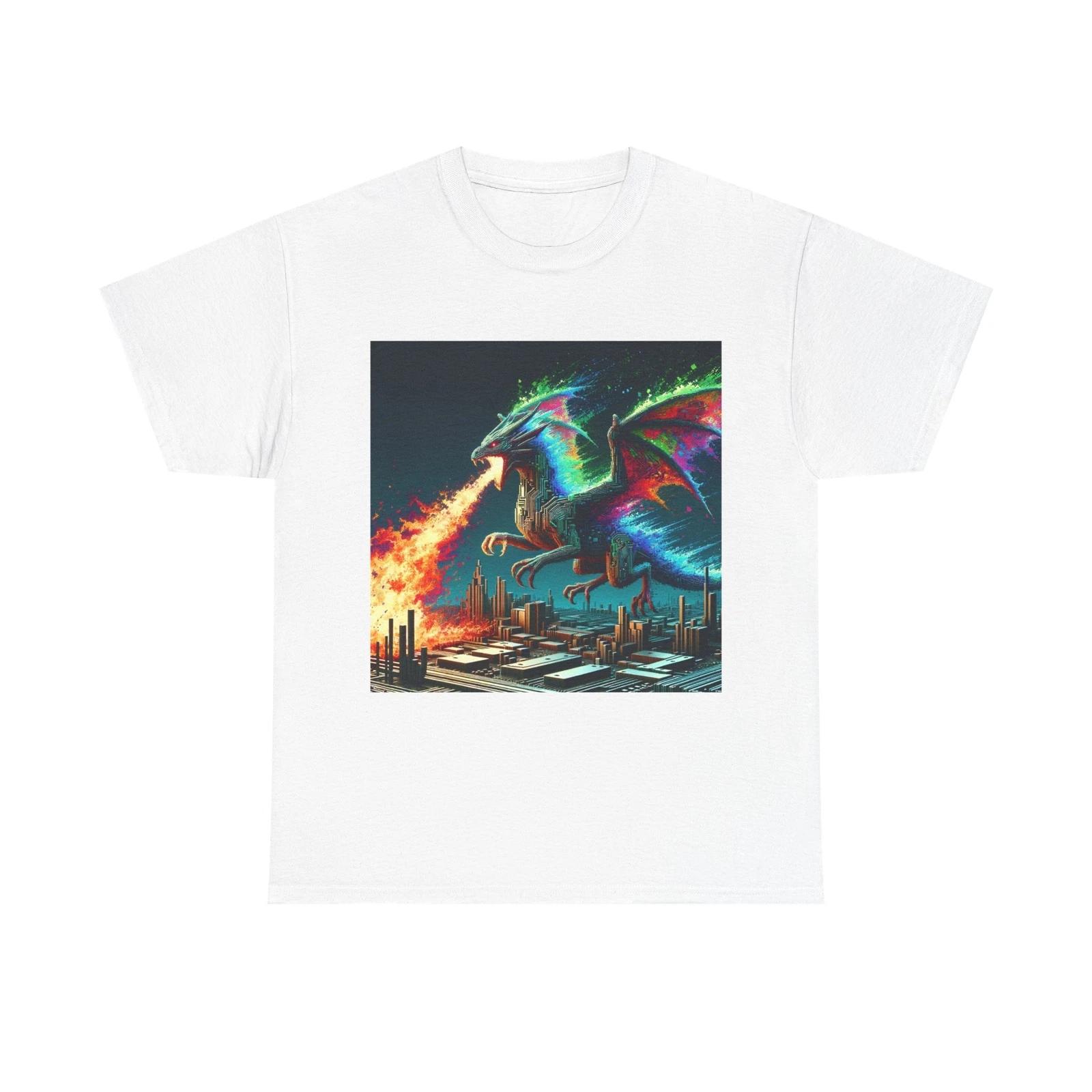 

Unisex Adult T Shirt Glitch Fantasy Dragon Data Corruptions S