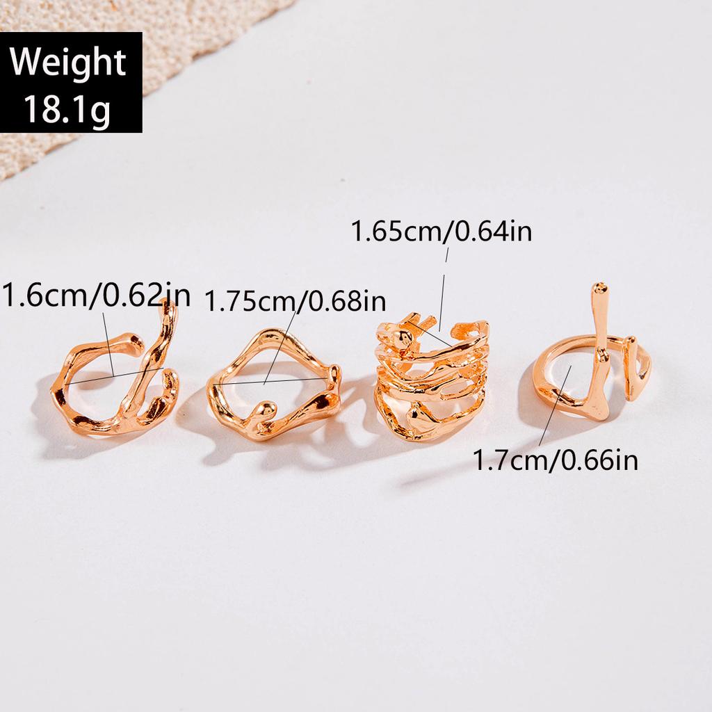 Fashionable irregular geometric openwork ring set design sense peach heart butterfly opening ring for women