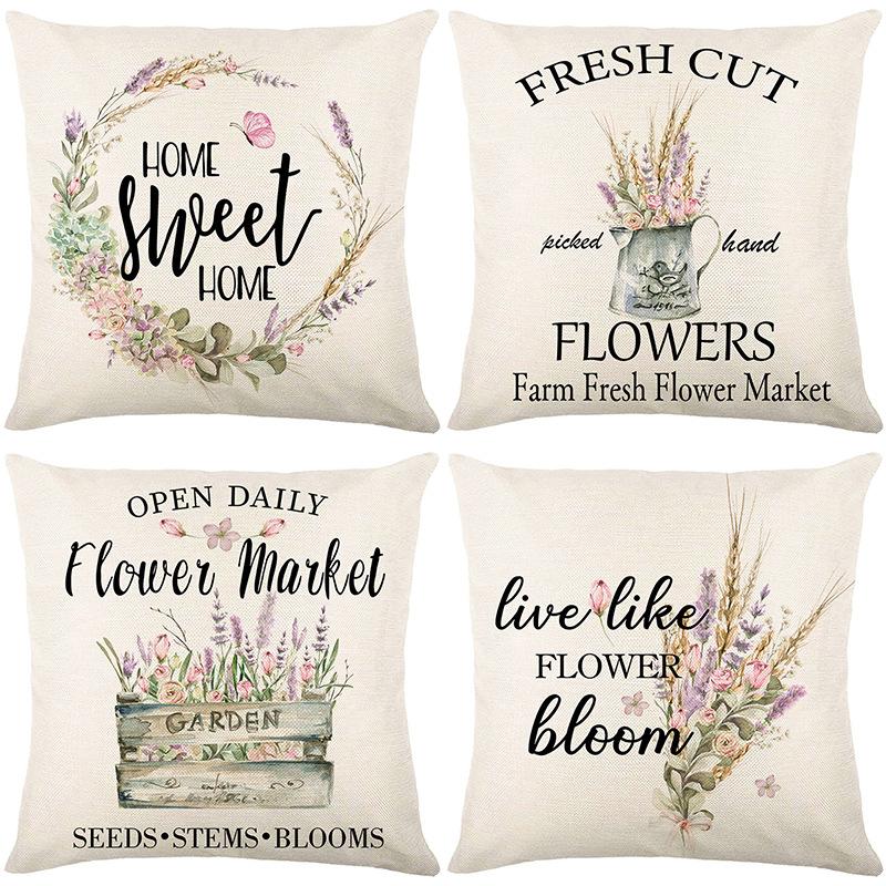 Pillow Spring Lavender Pillow Case Outdoor Decorative Pillow Sofa Pillow Case