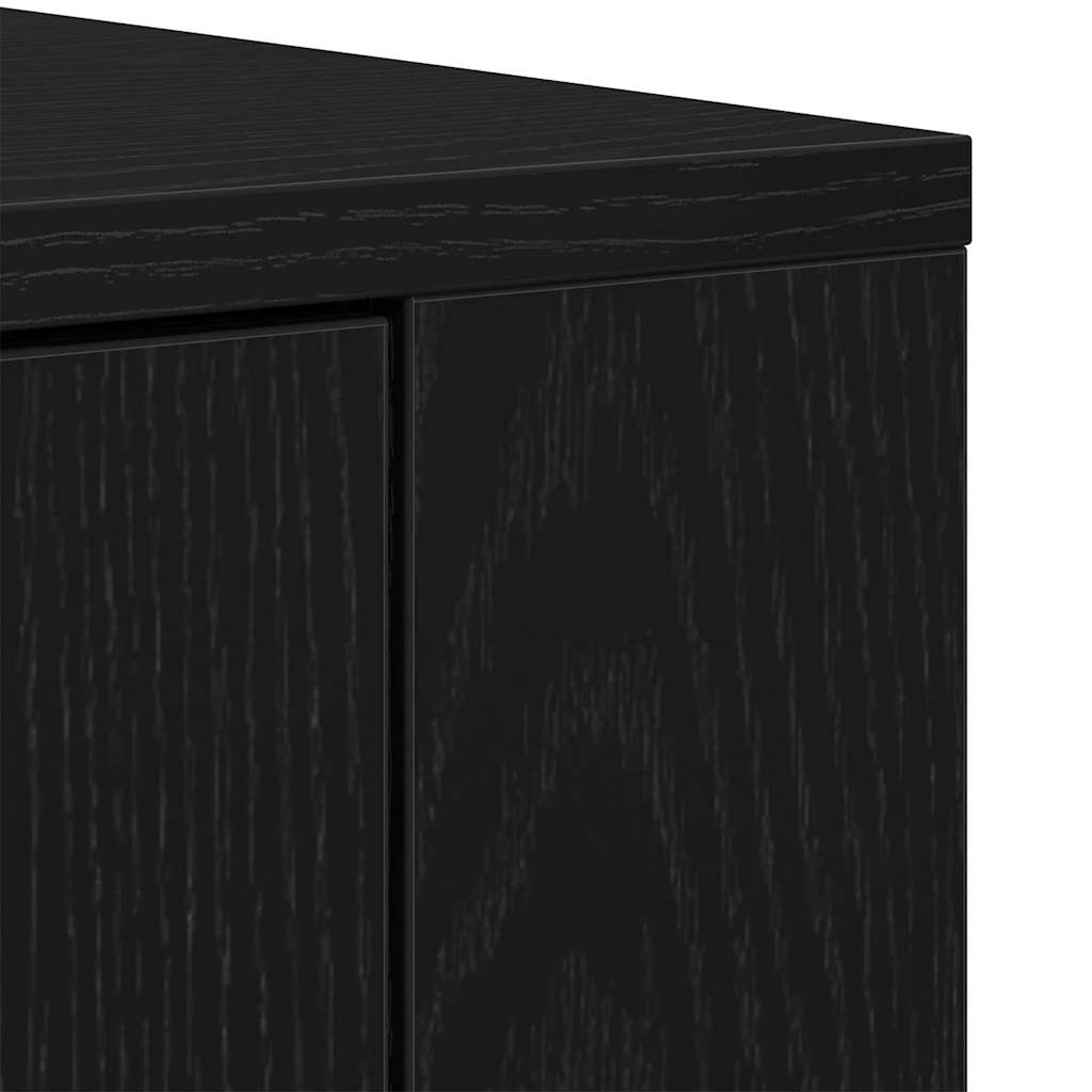 Sideboard in Black Oak Look 80 x 33 x 70 cm Particleboard