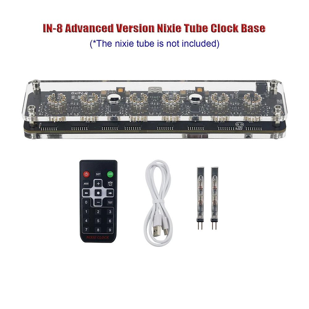 5V 1A Nixie Tube Clock Stand USB-Type-C IN-8 Advanced Version Nixie Tube Clock Base With Colon Tube And Remote Control Parts
