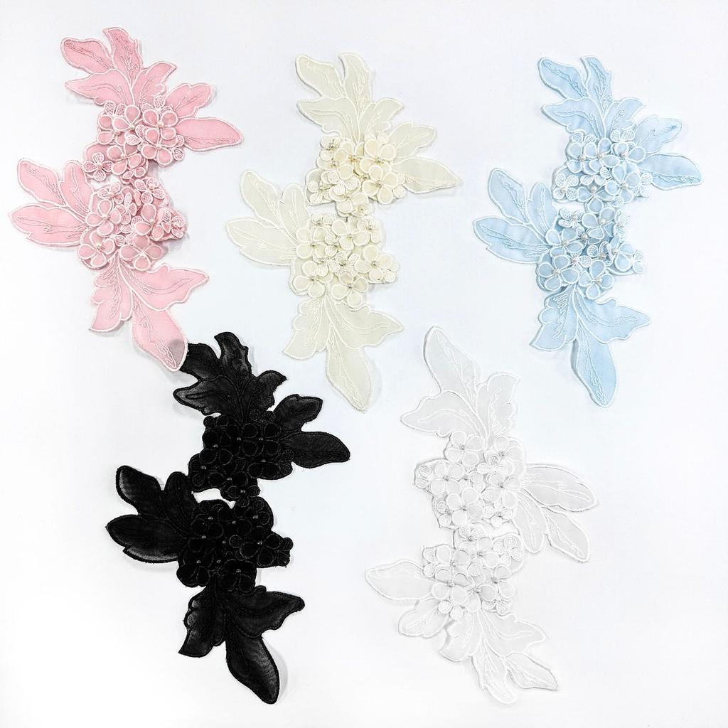 Lace Multi-Layer Hydrangea Beads Three-Dimensional Embroidery Flower Dress Dress Shirt Flower Sticker Cloth Sticker Accessories