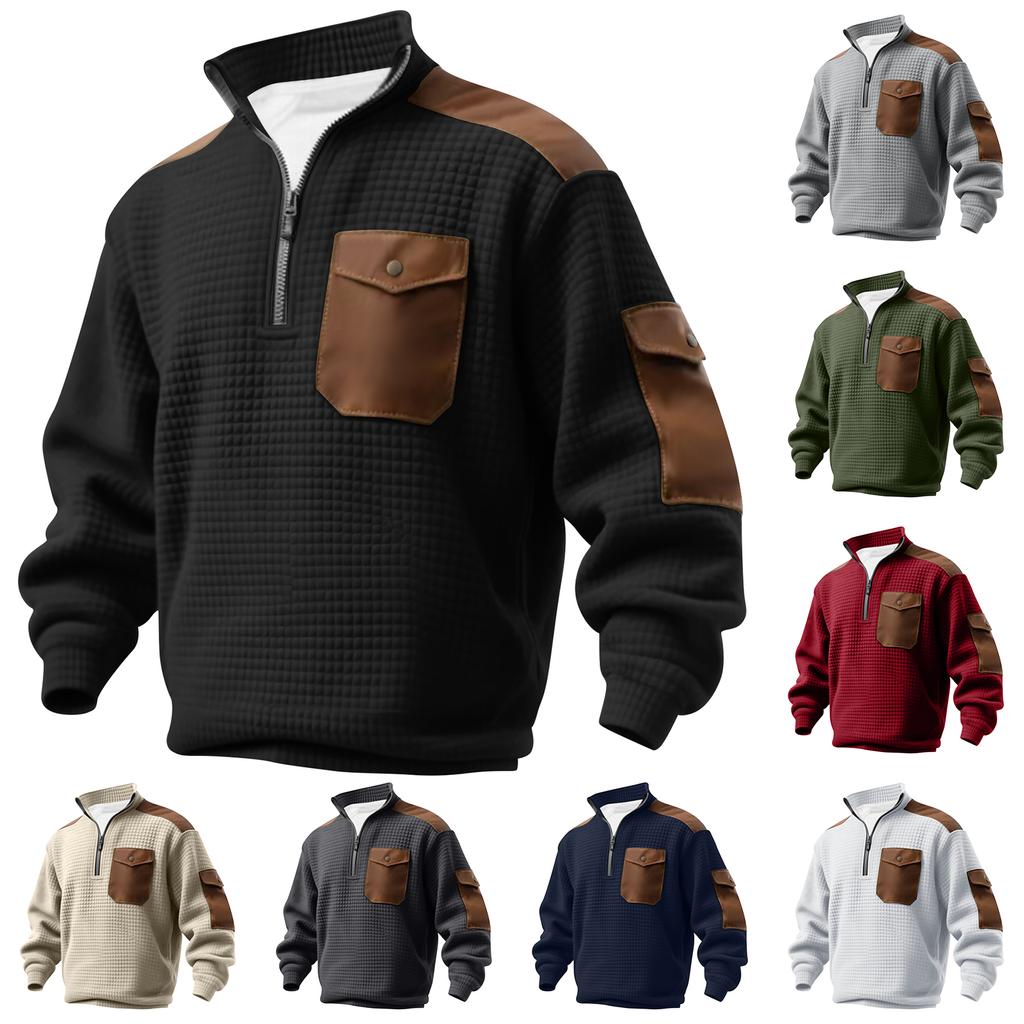 Men's Solid Color Stand Collar Sweatshirt Men's Sports Large Size Casual Sweatshirt
