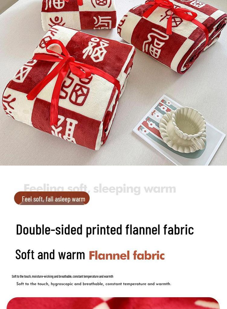 Hundred Blessings Wedding & Engagement Flannel Blanket - Cozy Gift for Office, Air Conditioning, or New Year Celebrations.