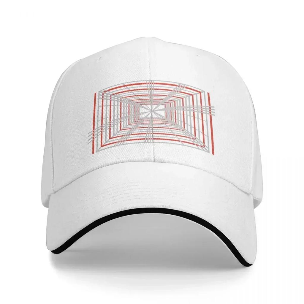Perspective vanishing point geometric design (grey,red) Baseball Cap funny hat Horse Hat Designer Man Women's