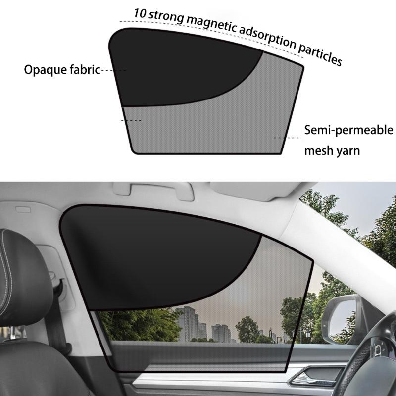 Strong Mesh Car Window Screen with Strong Magnets Breathable Car Side Window Shade Mesh Car Curtain for Automotives