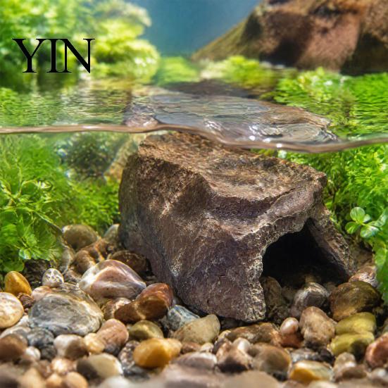 Snake Hiding Spot Reptile Hide Cave, Realistic Rock Look Resin Toad House, Humid Stable Cave Shelter for Frogs, Small Reptiles, Indoor Terrarium,