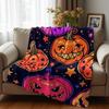 Neon Multicolor Pumpkin Star Cartoon Anime Print Flannel Blanket Soft Warm Throw for Kids Bedroom Sofa Christmas Office Car