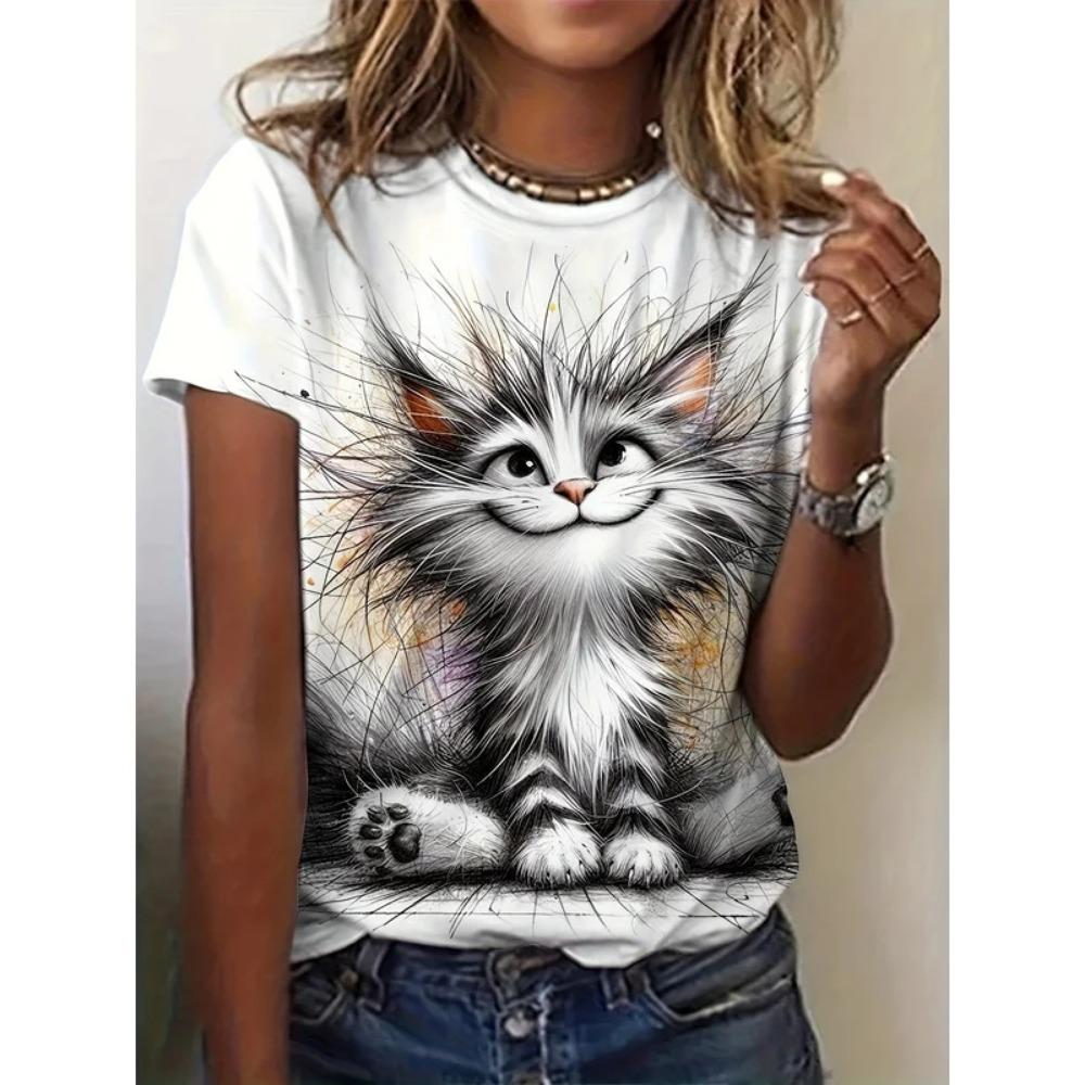 Cartoon Dog Funny Women Characters Cute 3D Print Casual Short Sleeve Top