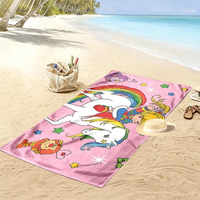 Rainbow Brite Print Beach Towel, Large Soft Quick Dry Towel for Beach Camping Swimming