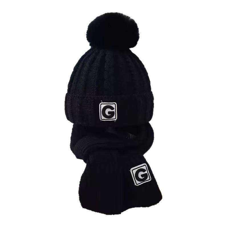 Children'S Two-Piece Hat And Scarf Set For Autumn And Winter Boys And Girls Knitted Scarf Warm And Versatile Woolen Hat