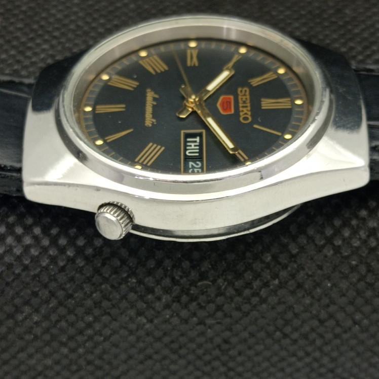 Gebrauchte Vintage-Armbanduhr Seiko 5 Automatik 6309A aus Japan, schwarz, Tag/Datum, a316812-2, SKU608i-a316812