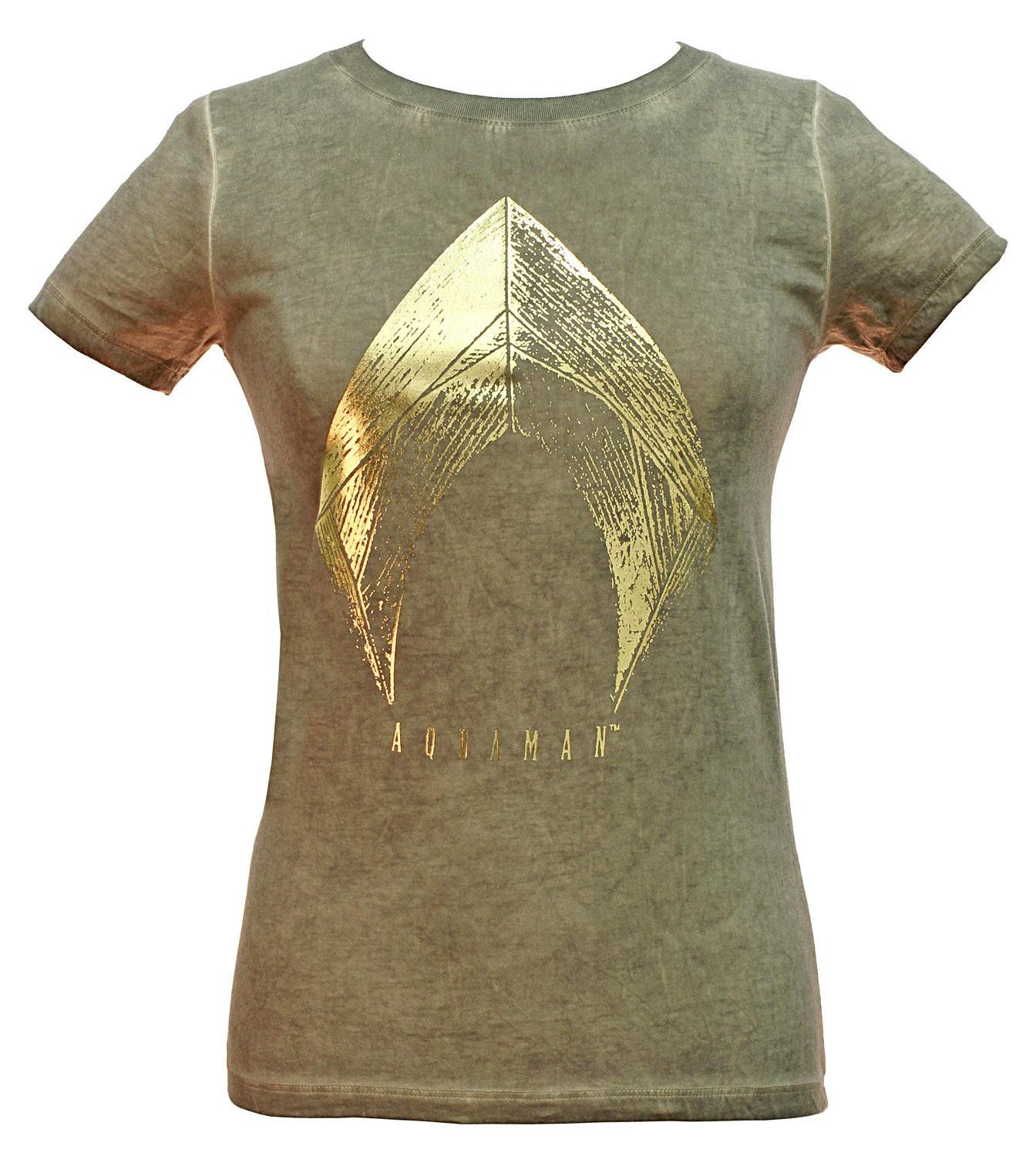 Justice League Aquaman Shirt Juniors Oil Wash T-Shirt (X-Small) Adult S