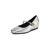 Fashion Women's new spring and autumn square toe with increased height, mid heel, large metal belt buckle, Mary Jane single shoes